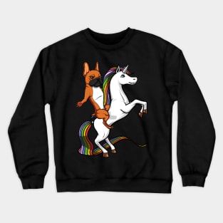 French Bulldog Riding Unicorn Crewneck Sweatshirt